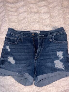 Hollister Dark Wash Distressed Women's Denim Shorts